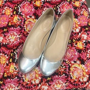 J. CREW Lily Metallic Silver Ballet Flats 7